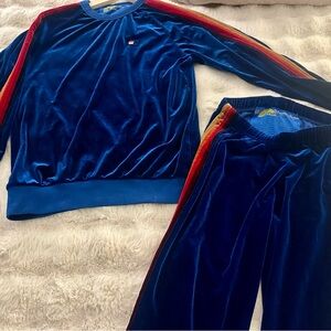 Aviator Nation Blue Velour Track Suit